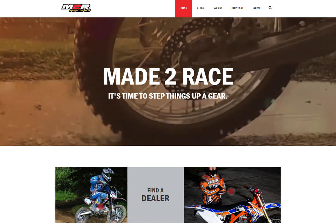 M2R Racing Screenshot of homepage